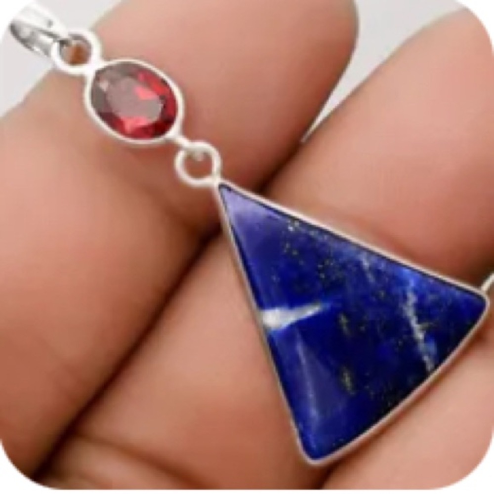 Natural sodalite sterling silver pendant